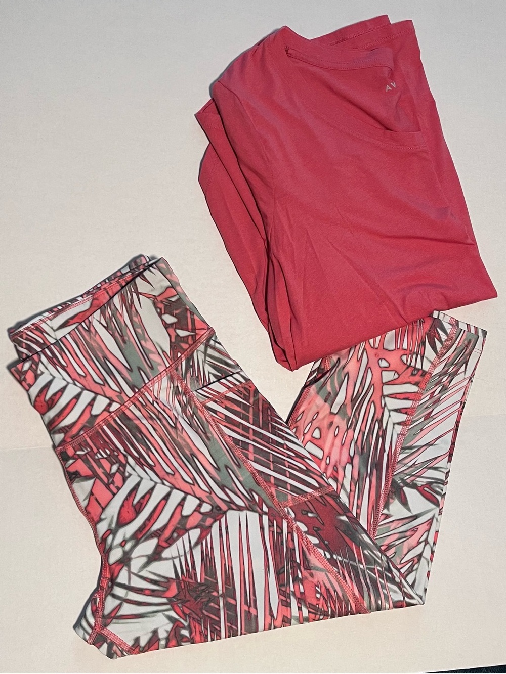 Calvin Klein Pink Printed Capri Leggings with Solid coral Top